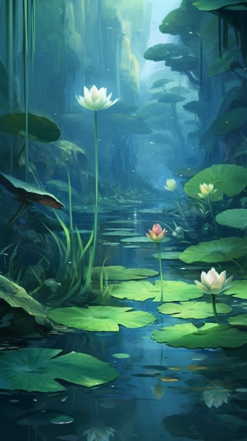 丛林荷花节气夏天插画背景,插画/手绘图,插画/手绘图库,插画/手绘图下载,插画/手绘